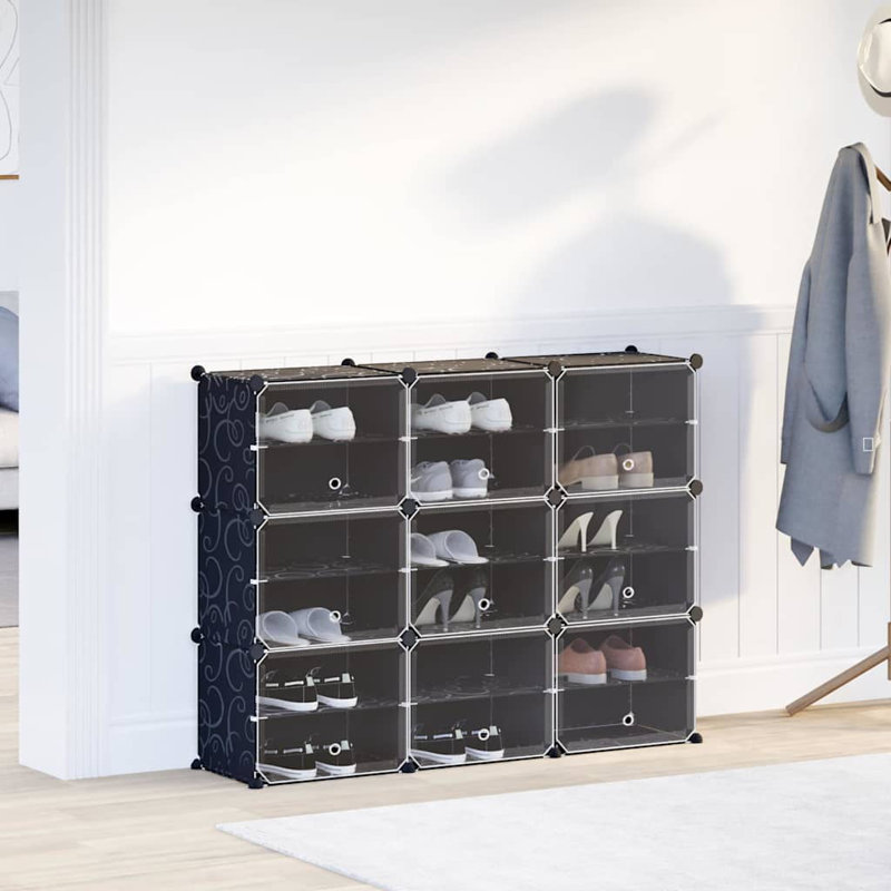 vidaXL Storage Cube Organizer Black Polypropylene 9 cubes Modular