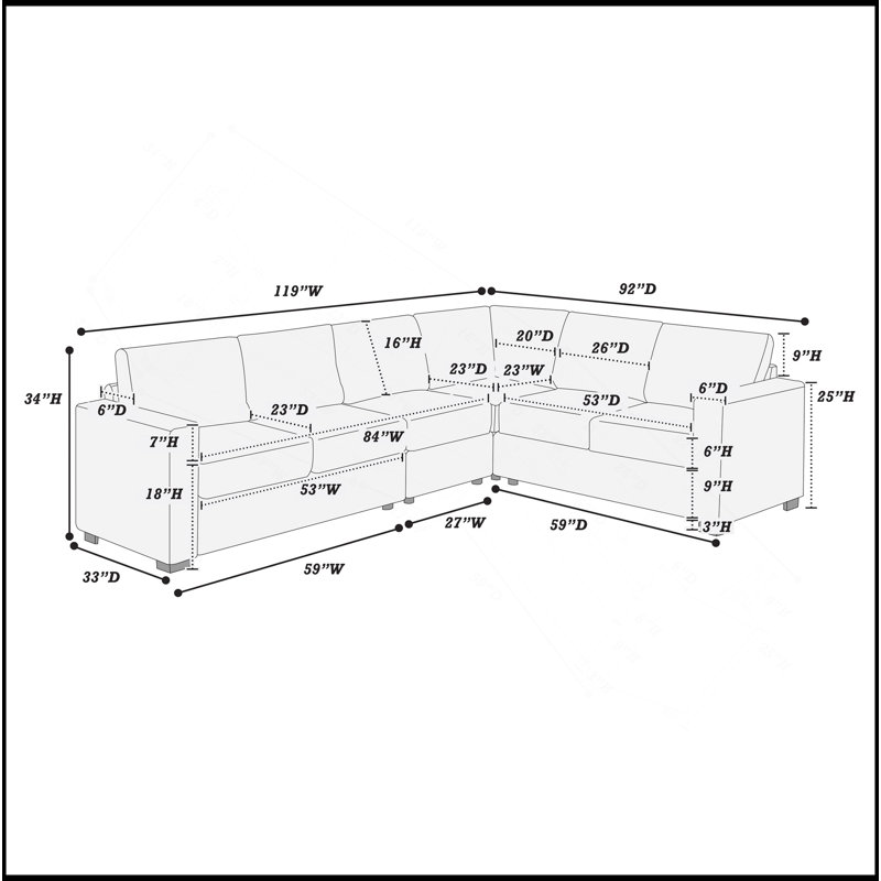 Ensemble de canapé modulaire 4 pièces Elegant, Gris foncé