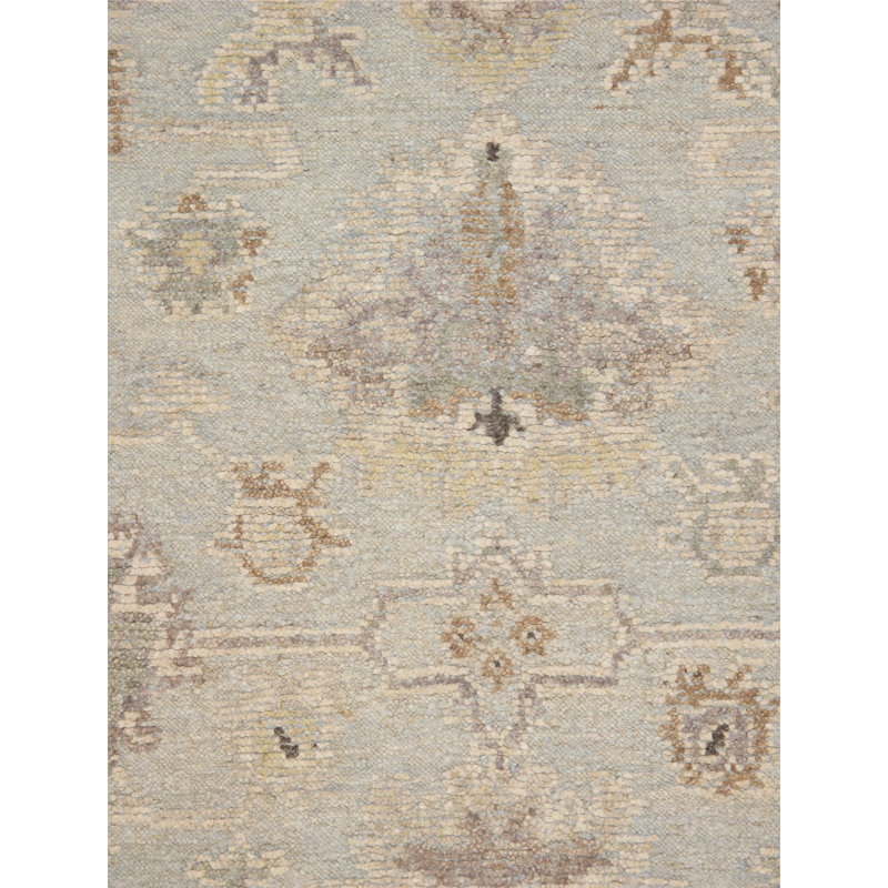 Oushak Hand-Knotted L. Blue Wool Area Rug, Rectangle 8'3" x 9'10"
