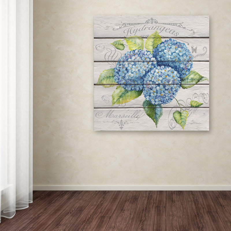 « blue hortensias », impression sur toile tendue, H 14 po x l 14 po