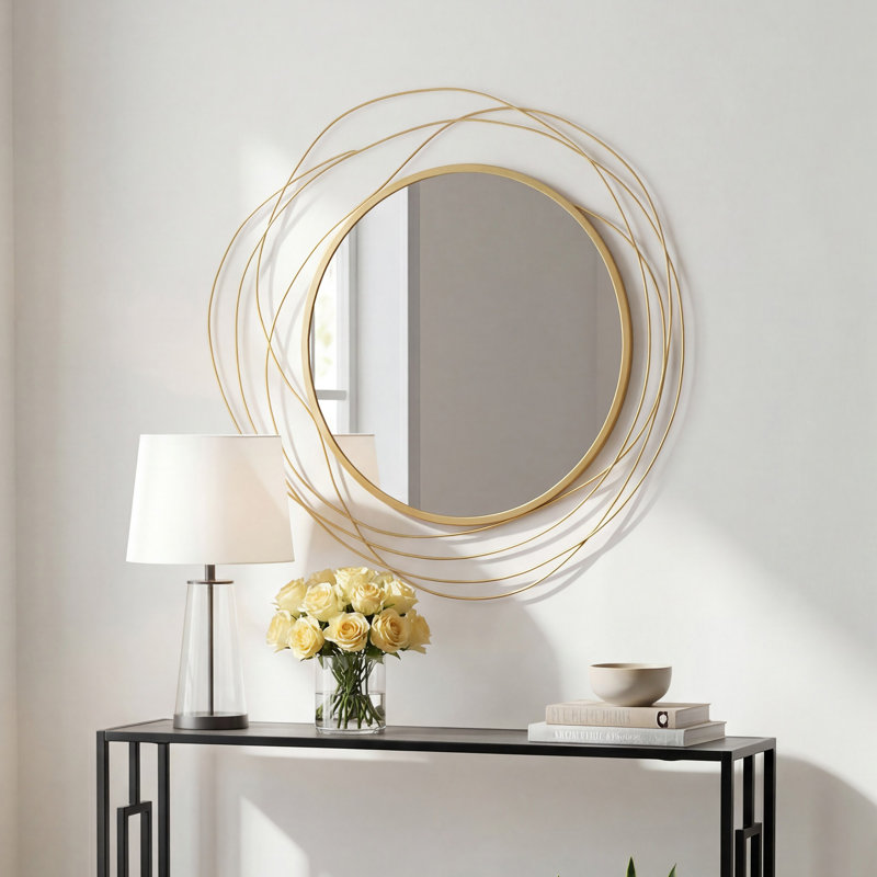 Metal Round Mirror, Gold