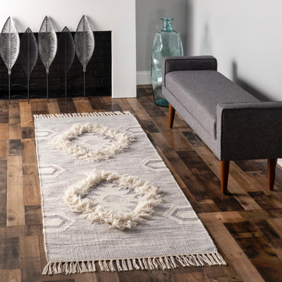 Tapis gris clair en laine noué à la main Joyden Southwestern