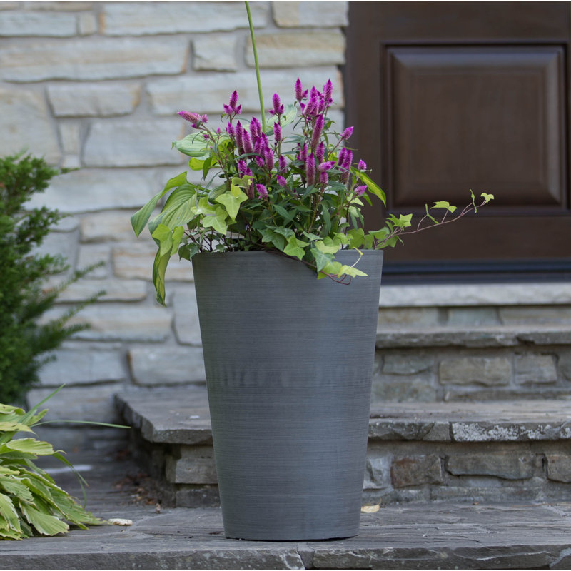 Miley Tall Round Taper Pot Planter, Charcoal, 13" H x 10" W x 10" D
