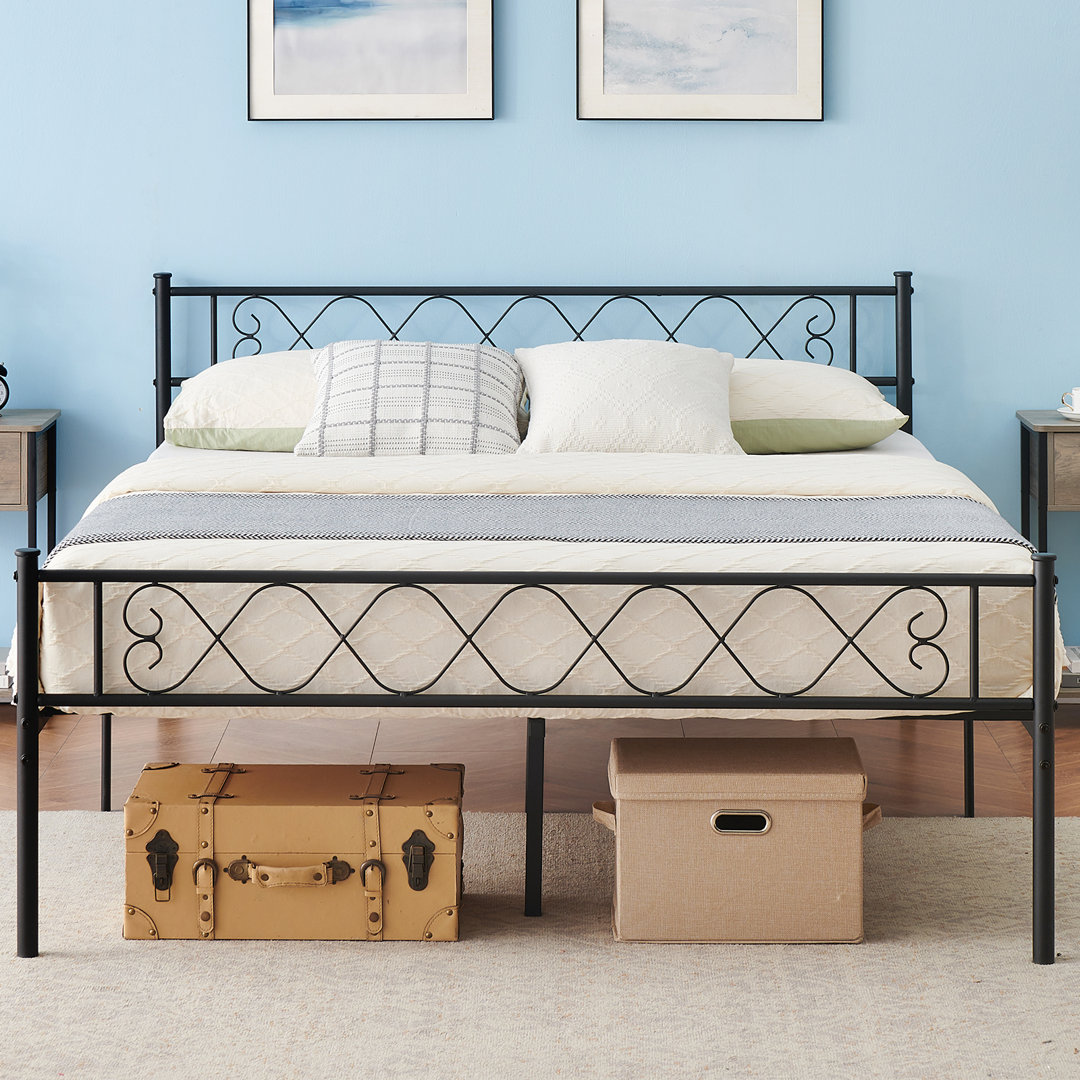 Lianna Metal Platform Bed Frame with Headboard & Footboard Ebern Designs