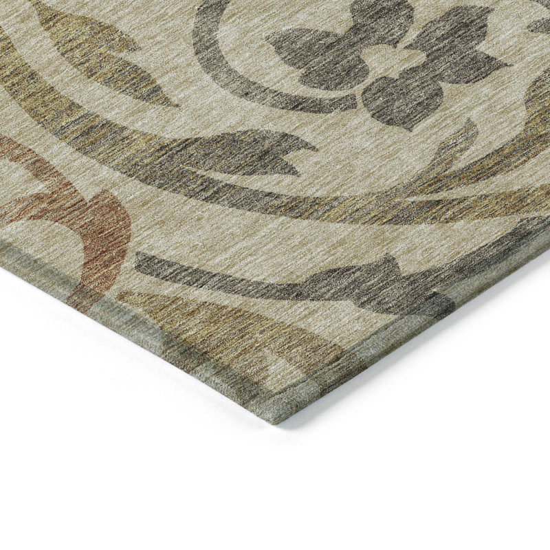 Washable Floral Indoor / Outdoor Rug, Rectangle 2'6" x 3'10"