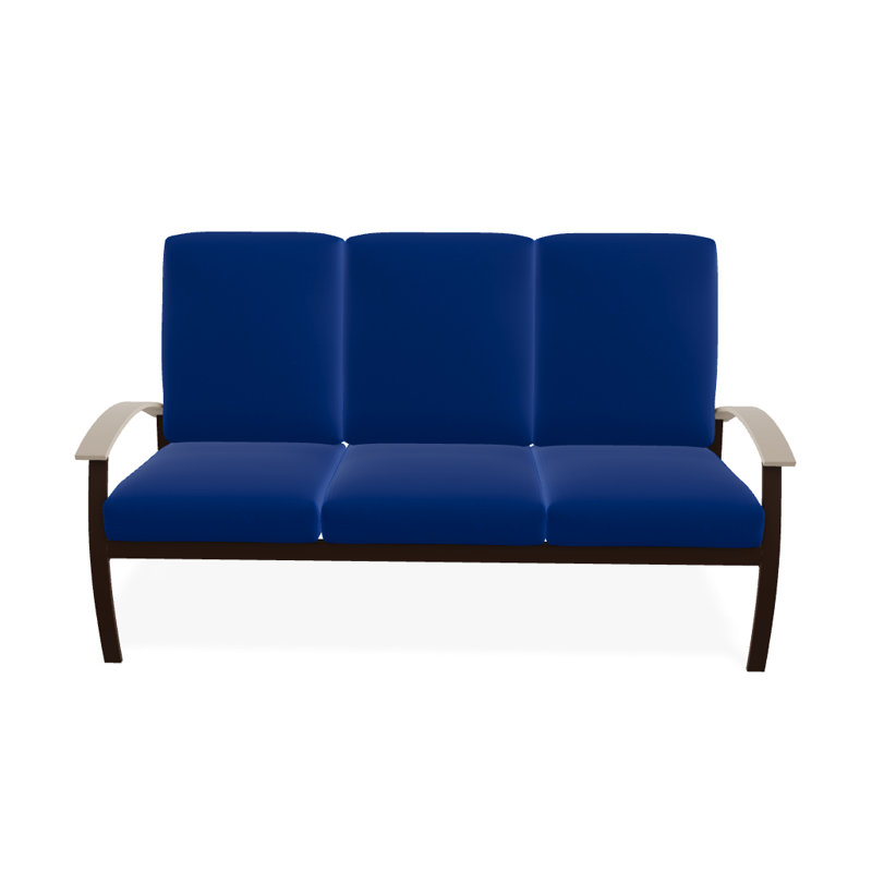 Canapé de patio 3 places avec coussins Askar, Kona texturé, Bleu du Pacifique 28A