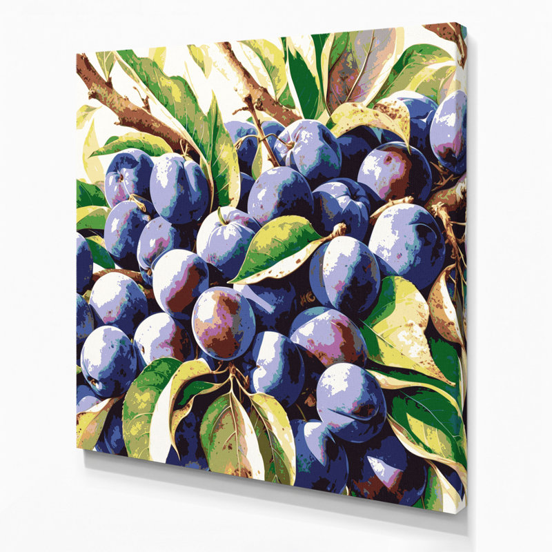 Fruit Beach Plum Gray Canvas Wall Art