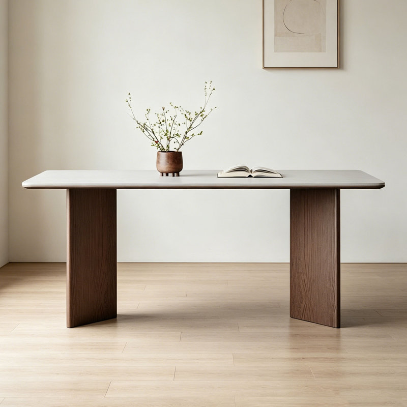 Table en pierre frittée blanche Wabi-Sabi, 29.5" H x 70.9" W x 35.4" D