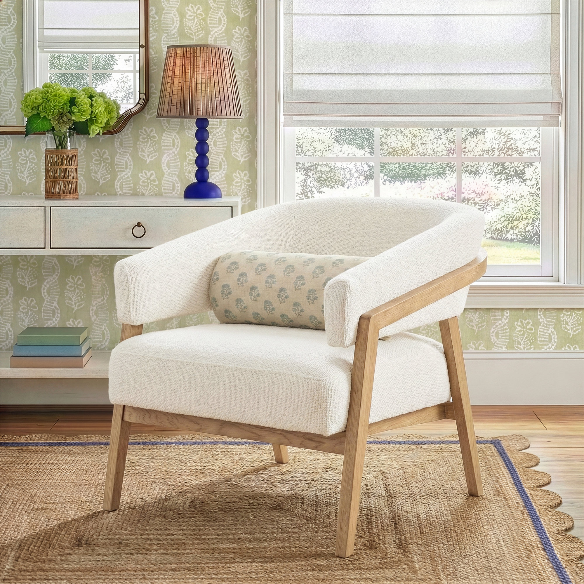 Maudette Upholstered Barrel Chair, Gibson White
