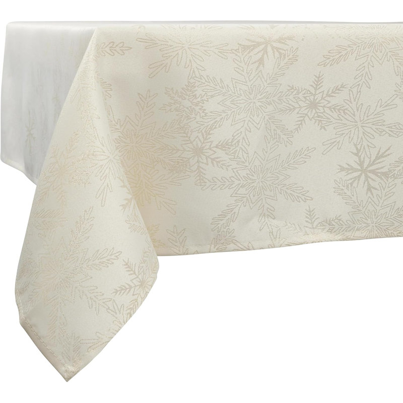 Christmas Metallic Blizzard Snowflake Rectangular Tablecloth, 52cm W x 178cm L, Cream