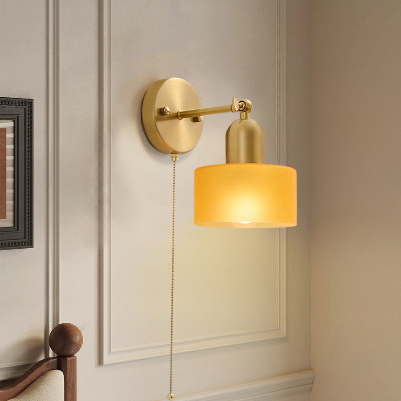 Vintage Wall Sconce With Colorful Glass, Modern Wall Light 180 Degrees Adjustable, Yellow