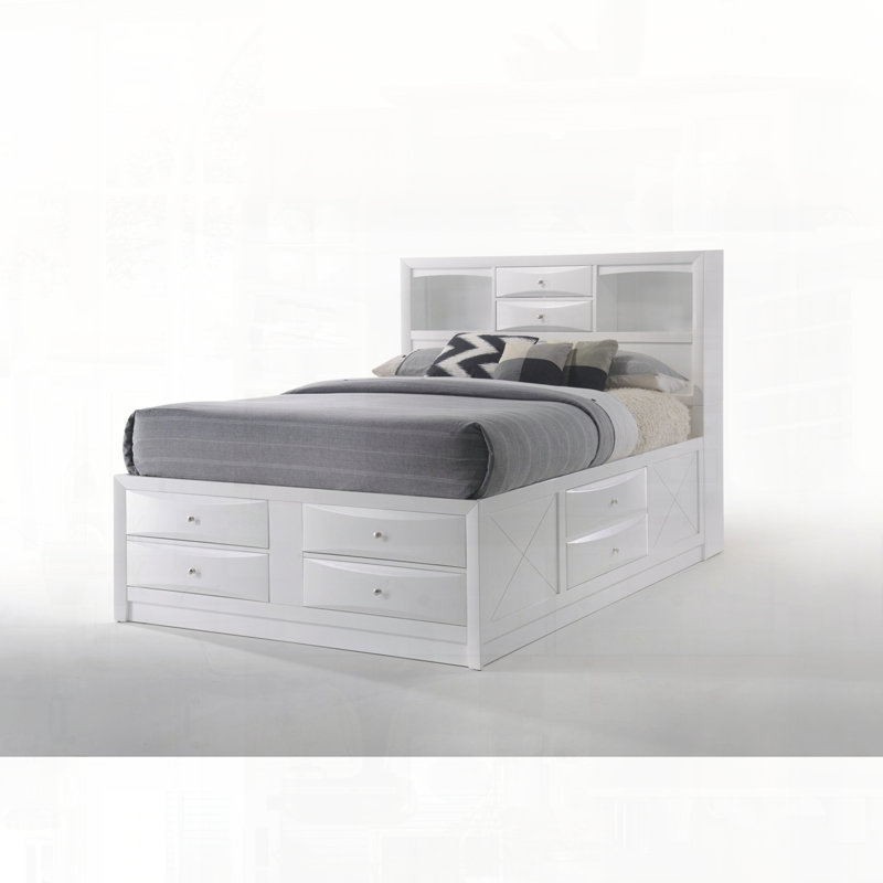 Grand lit avec rangement blanc Ireland, Blanc