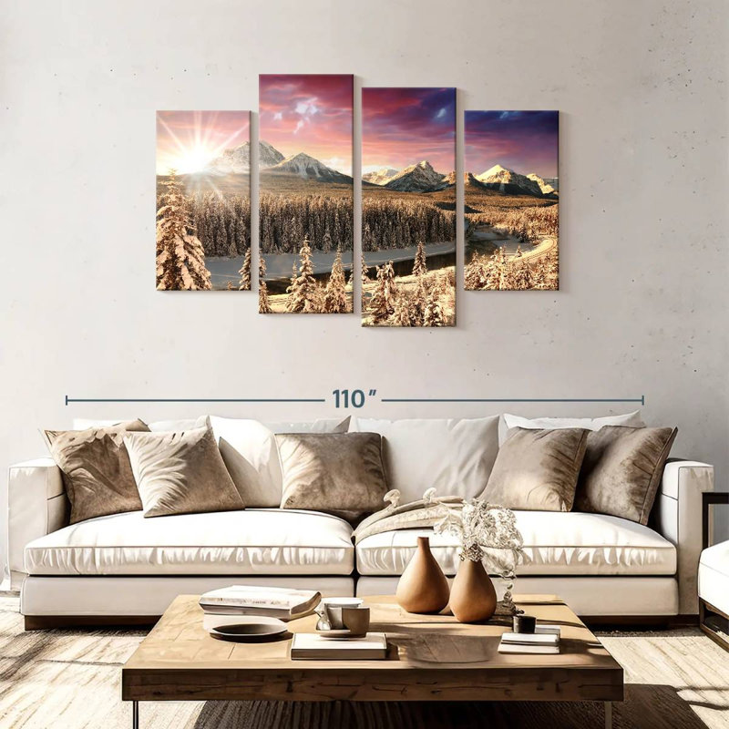 Alvord Alberta Rockies Winter Sun, 48" H x 75" W