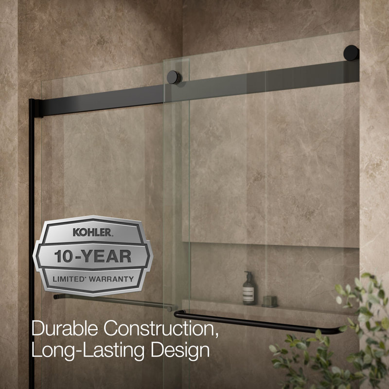 Levity 59.63" x 74" Bypass Shower Door with CleanCoat® Technology, Crystal Clear, Matte Black
