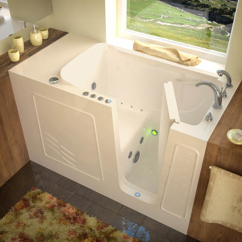 Tucson 60" x 30" Walk in Combination with Faucet, Light, Heater and Integrated Seat, Biscuit, Right