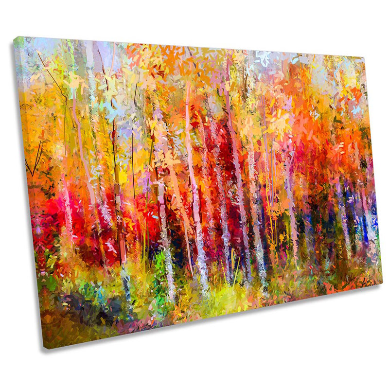 Autumn Abstract Forest Trees Framed - Wrapped Canvas Print, 30.5cm H x 45.7cm W x 2cm D