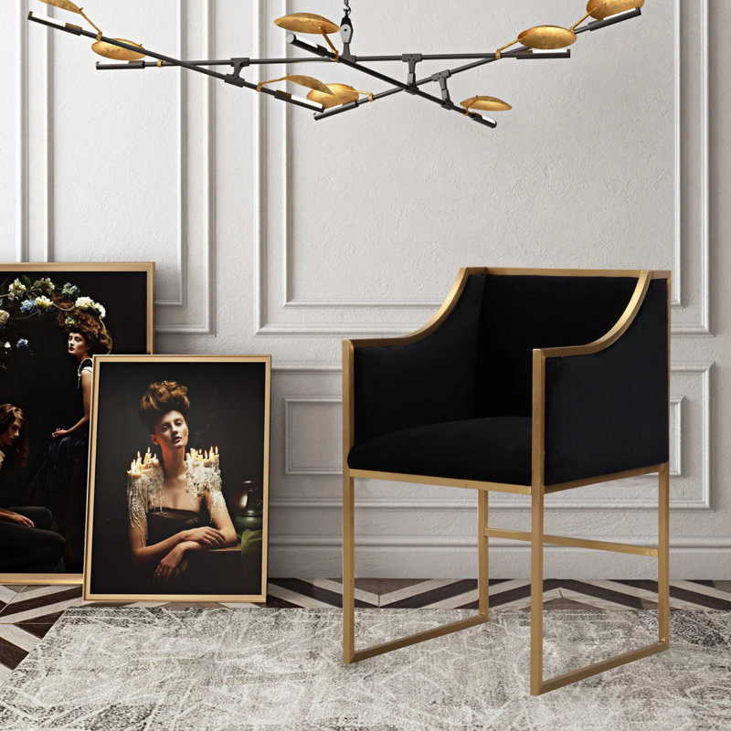 Chaise Bella, Noir, Doré