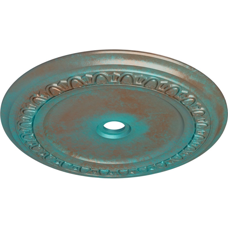 Endurathane Milan Ceiling Medallion, 47 5/8"OD x 2 3/4"P, Hand-Painted Stone Hearth Crackle Finish, Copper Green Patina