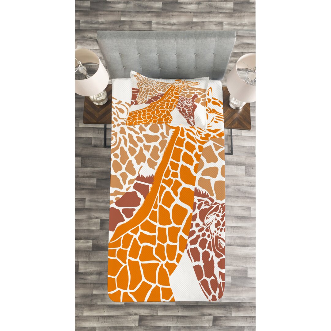 Gestepptes Bettdecken-Set, Wild lebende Tiere in Afrika, Giraffe, Orange Weiß Braun