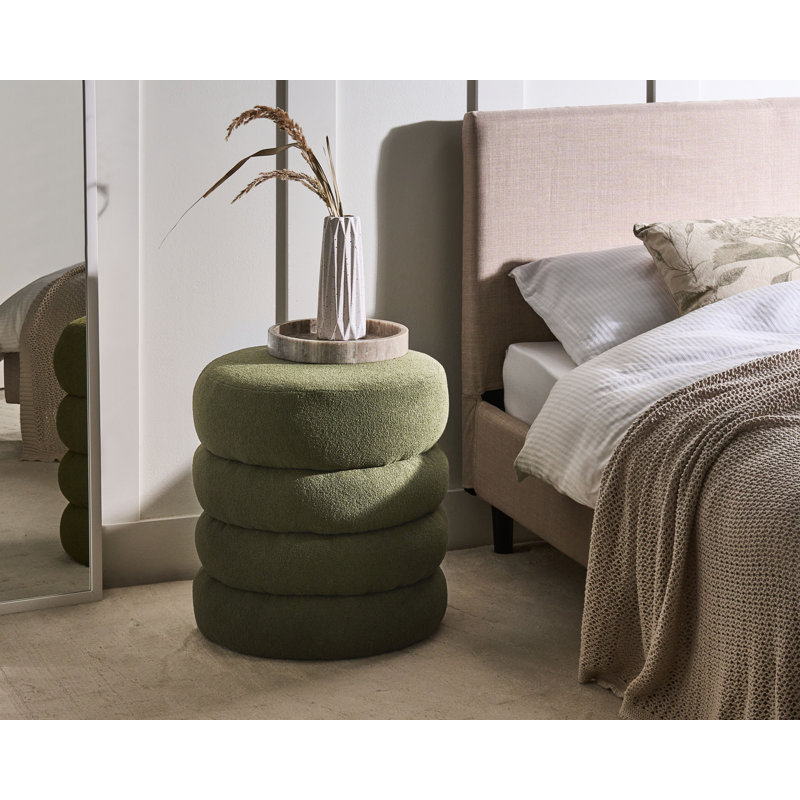 SUMPTER 43cm Wide Round Solid Colour Pouffe Ottoman, Green