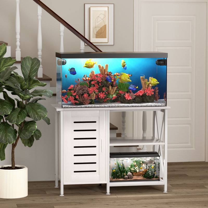 Support d'aquarium 40-50 gallons, support d'aquarium robuste avec armoire - blanc