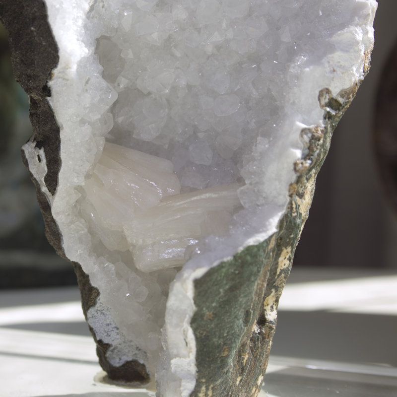 Stilbite & Apophyllite In Matrix. Acrylic Mounted.