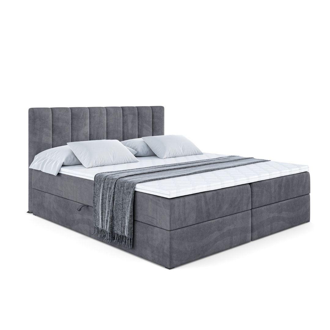 Boxspringbett mit H3 Bonell-Federkernmatratze, Topper und Bettkasten