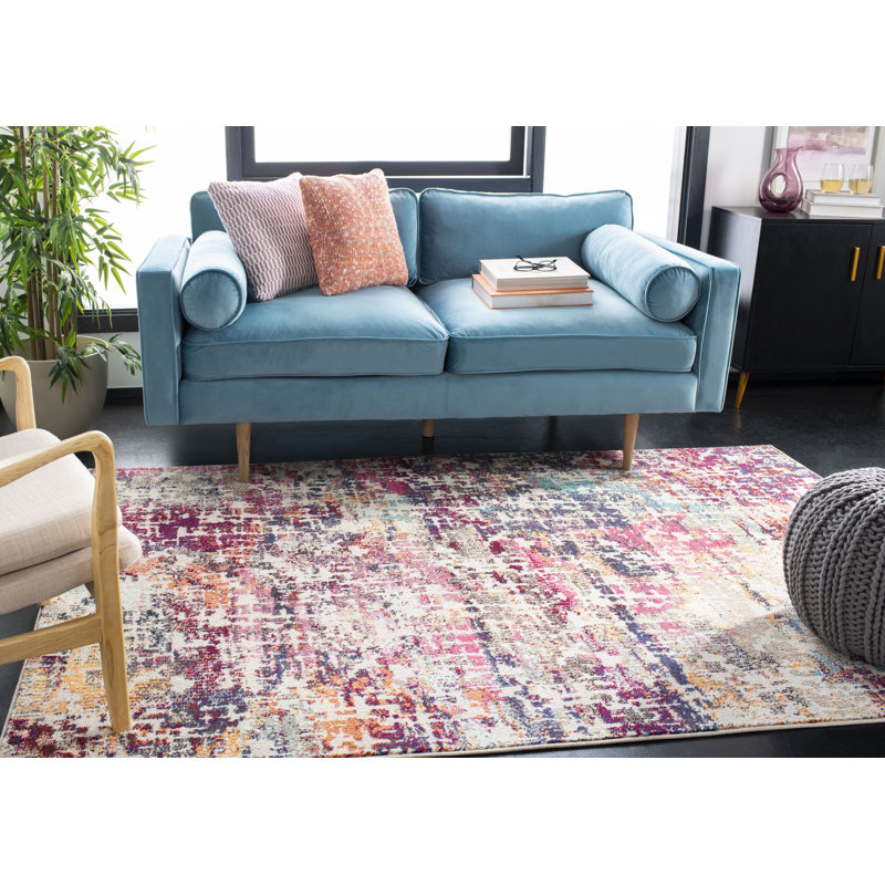 Felty Abstract Red/Pink Area Rug, Runner 2'2" x 6'