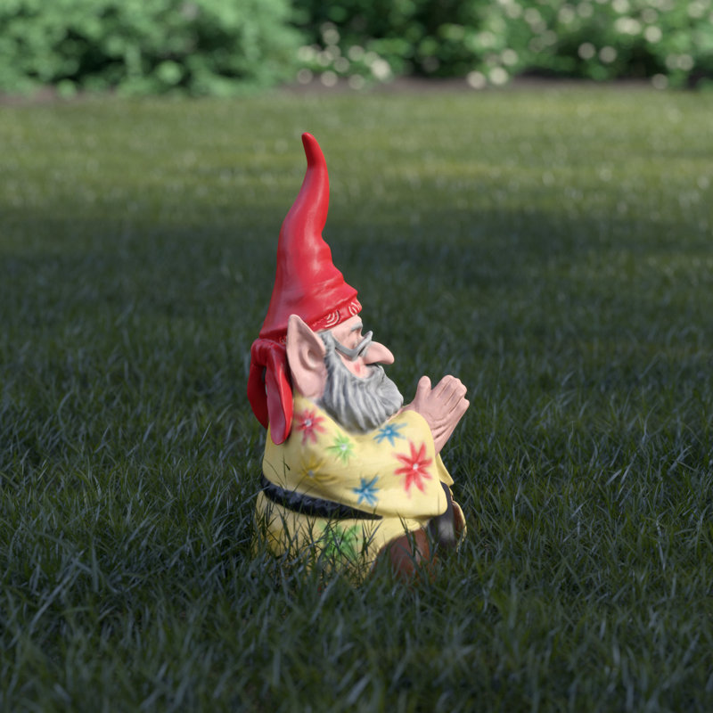 Peaceful Hippie Gnome Meditating Outdoor Garden Statue