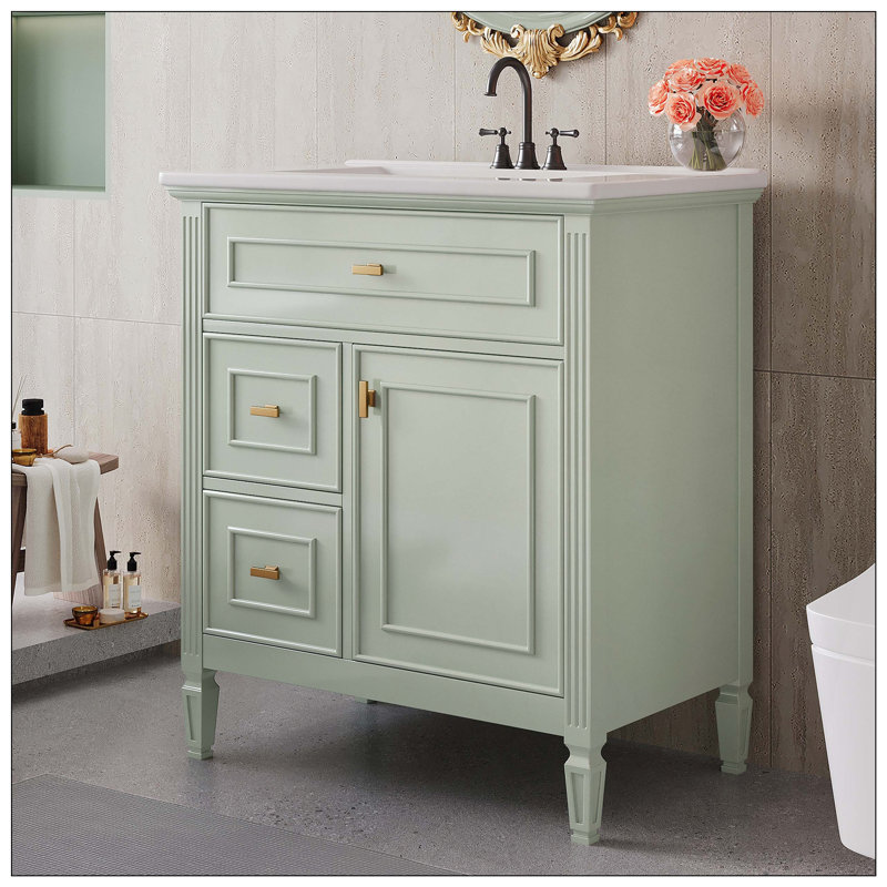 Armoire de meuble-lavabo de salle de bain, Vert