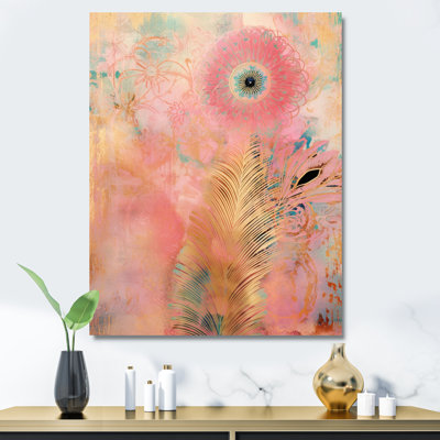 «Boho Glam Gold Feather», impression sur toile
