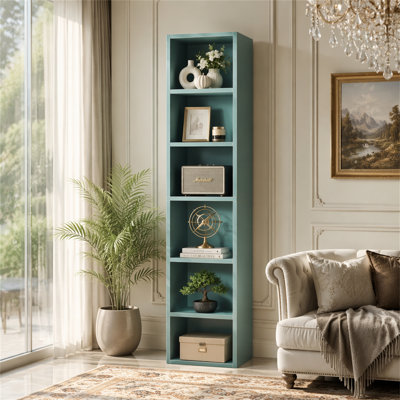 70.9" Corner Bookcase, Modern 6-Tier Narrow Cube Display Shelves