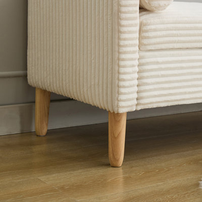 Banc de rangement tapissier en velours côtelé à l'extrémité du lit, repose-pieds de fenêtre décoratif avec accoudoirs et dossier et 2 traverses en bois d'hévéa pour le salon, le couloir et la chambre du vestibule