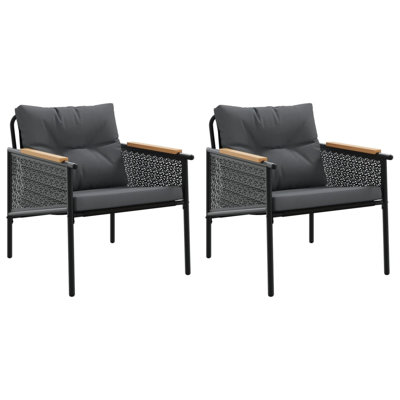 Patio Chairs With Cushions 2 Pcs Black Steel by Red Barrel Studio