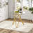 35.4-Inch Round Tempered Glass Dining Table, Suitable For 1-4 People, Space-Saving Small Kitchen Dining Table, Equipped With Sturdy Metal Table Legs, Suitable For Dining Room, Living Room,Gold