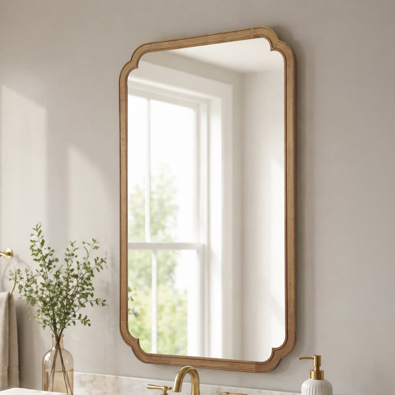 Miroir mural Ali, 48 po x 30 po, 1, Bois naturel