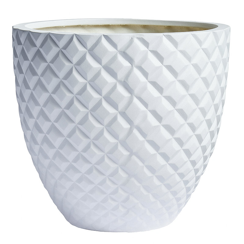 Pot à fleurs fait à la main Winderst, H 11 po x l 12 po x P 12 po, Blanc