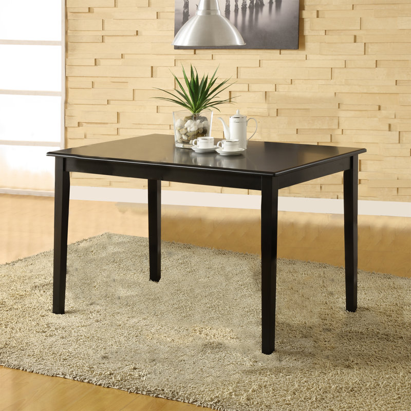 Alexa-Mae 4-Person Rubberwood Solid Wood Dining Set, Antique Black