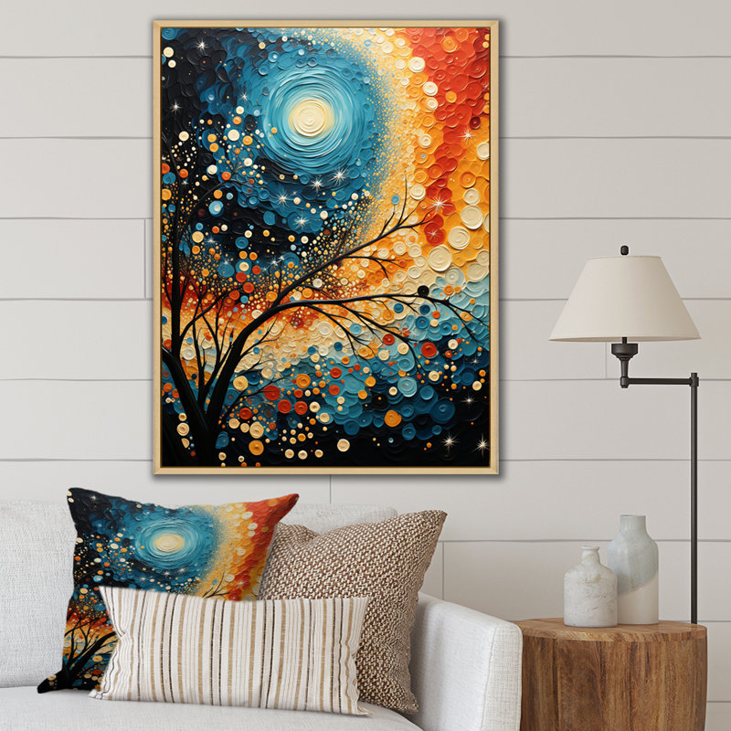 " Tree Aerial Dance Pointillism ", Natural Floater Framed, 32" H x 16" W x 1" D