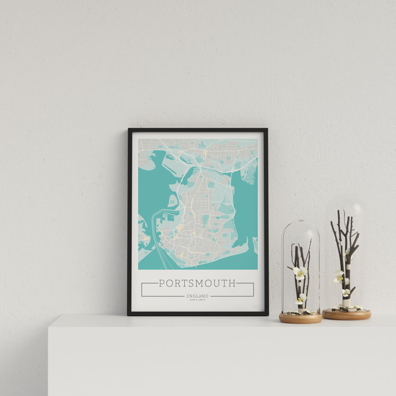 City Location Ordnance Map Blue Portsmouth by Vouvart - Single Picture Frame Print