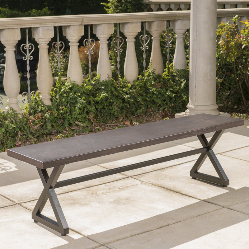 Banc de pique-nique en aluminium Bohra, Plateau brun / pied noir