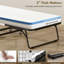 Lit portatif pliable pour adultes avec matelas en mousse à mémoire de forme, structure en acier, sommeil confortable et invitant, noir / blanc, capacité de poids de 330 lb, l 78,75 po x P 31,5 po x H 16,75 po, housse en tissu