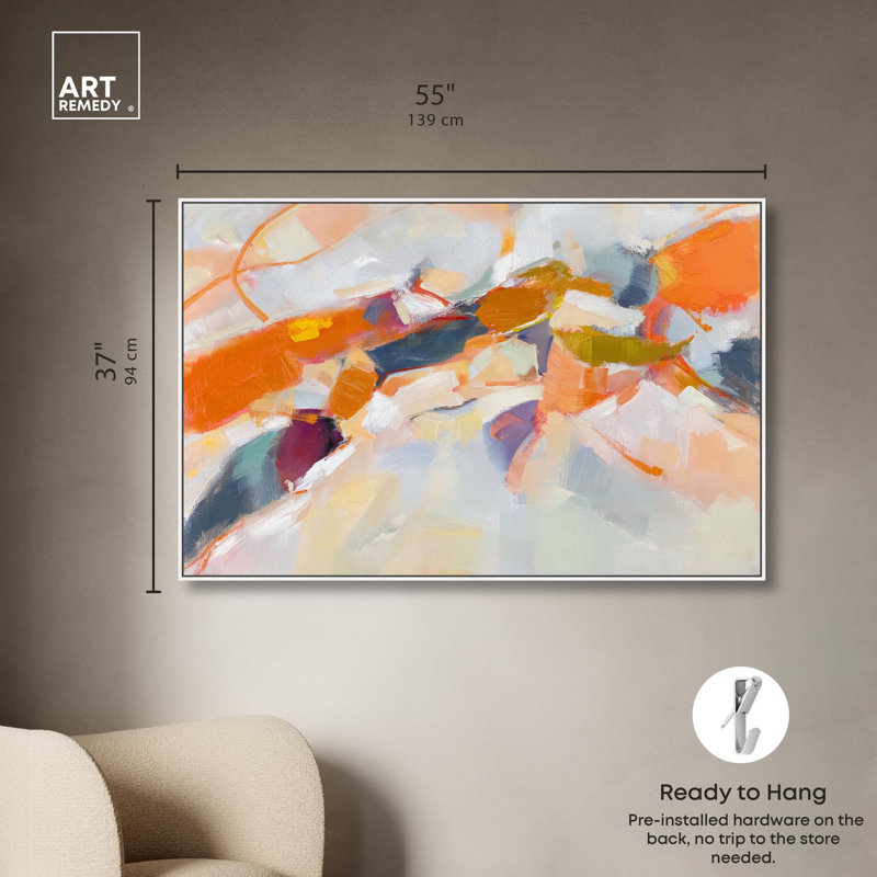 «Canyon Fire I», reproduction d'art sur toile par Art Remedy, H 16 po x l 24 po, Cadre blanc