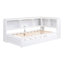 Lit de jour simple avec lit gigogne, armoires de rangement et ports USB-417674159