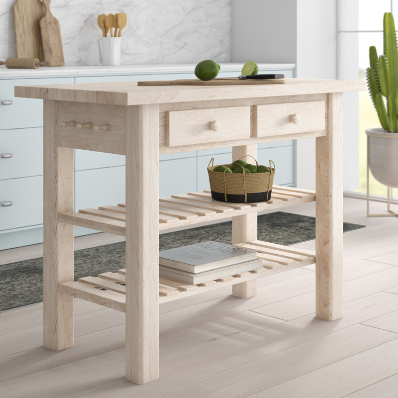 Supranowitz Kitchen Island with Butcher Block Top