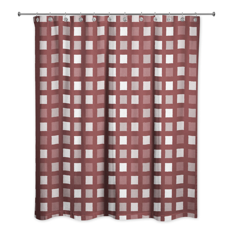 Rideau de douche à carreaux Roshan, Rouge