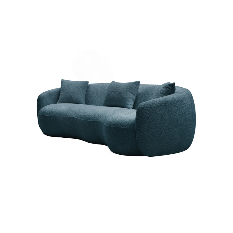Canapé moderne et incurvé avec tissu bouclé haute résilience et structure en bois massif, parfait pour les espaces de vie confortables et élégants