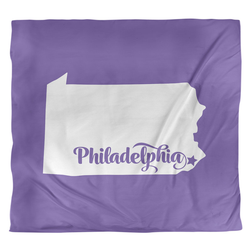 Housse de couette réversible simple Philadelphia Pennsylvania, Polyester brossé, Housse de couette pour très grand lit, Mauve