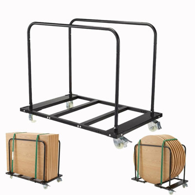 Heavy Duty Folding Table Cart, 1500 lbs Capacity Utility Dolly with 4 Swivel Wheels (2 Lockable), Industrial Steel Transport Cart for Home, Office & E