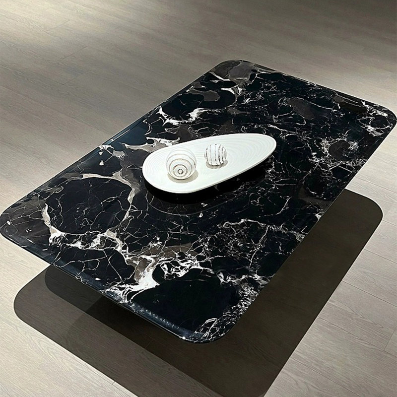 Table basse moderne flottante rectangulaire en marbre, H 15,7 po x L 47,2 po x l 23,6 po